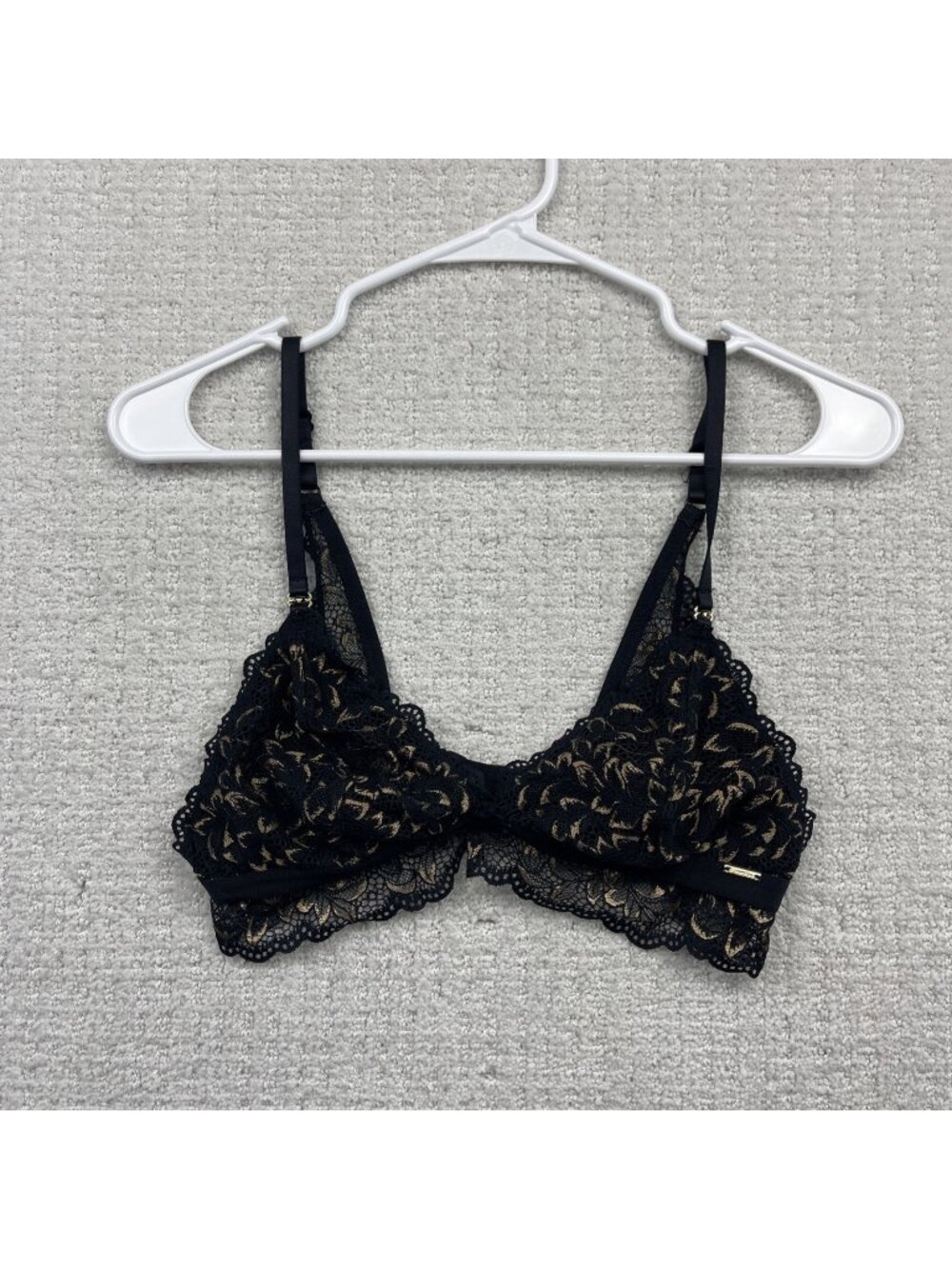 Y2K La Vie en Rose Black Lace Sheer Bralette Whimsigoth Sexy Glam Dark Romance M